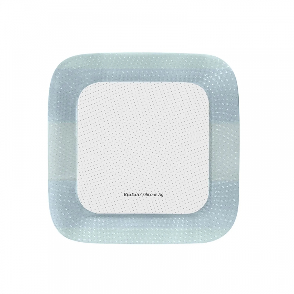 Curativo Biatain® Silicone Ag 12,5x12,5cm  - Coloplast (39638) - Caixa c/ 5 un.
