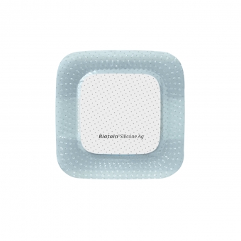 Curativo Biatain Silicone Ag 7,5 x 7,5cm - Coloplast (39636) - Caixa c/ 5 un.