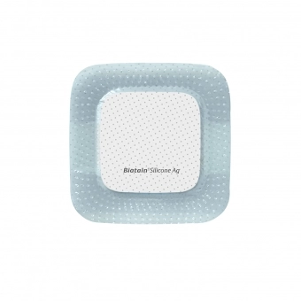 Curativo Biatain Silicone Ag 7,5 x 7,5cm - Coloplast (39636) - Caixa c/ 5 un.