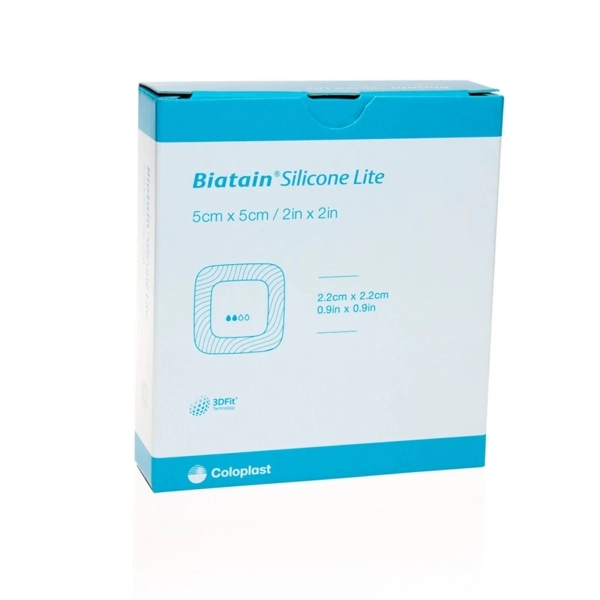 Curativo Biatain Silicone Lite 5x5cm - Coloplast (33452) - Caixa c/ 5 un.